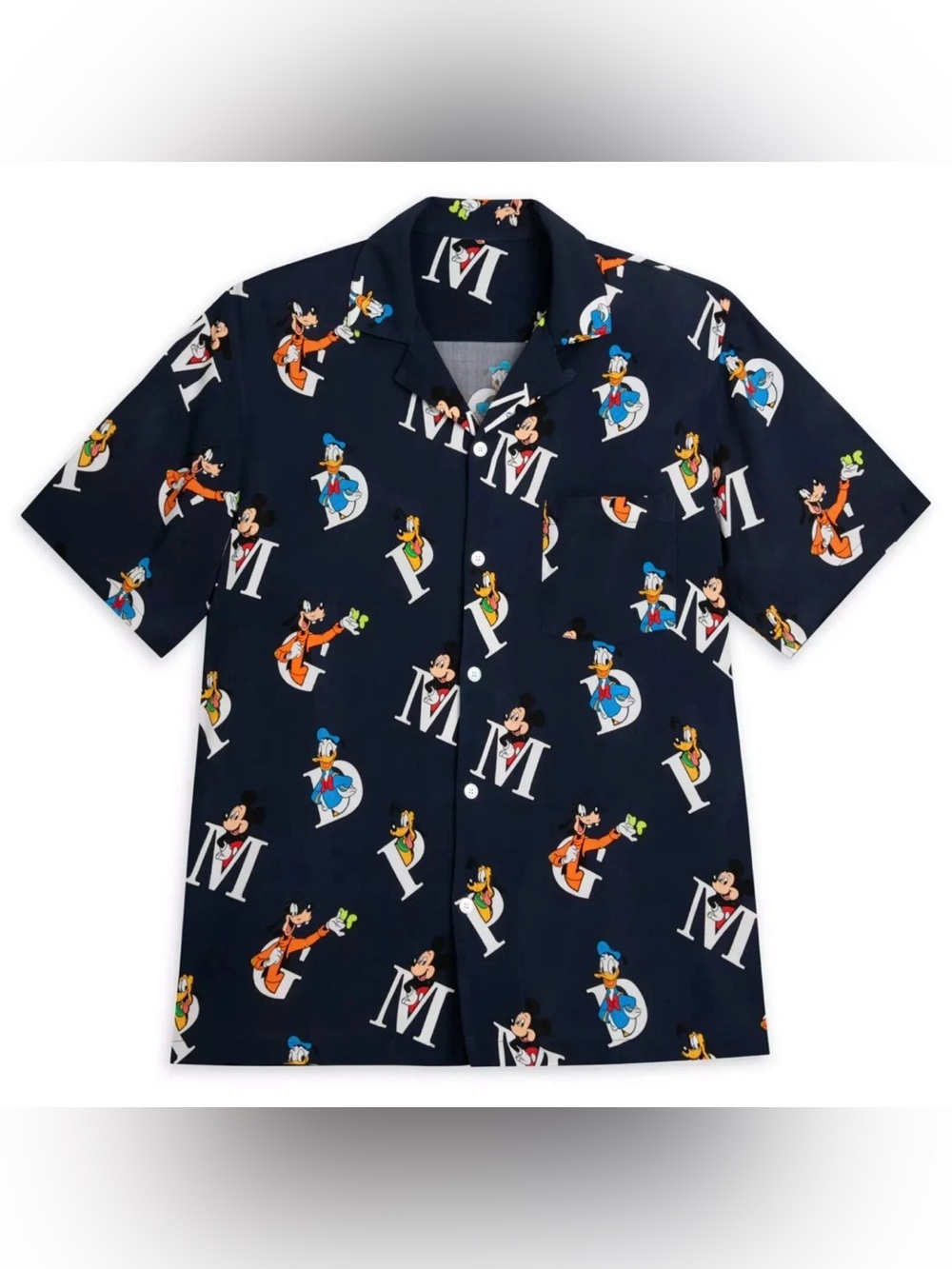Disney Parks 2025 Mickey Mouse and Friends Camp button down Shirt Small Pluto